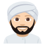 Person wearing turban: light skin tone :person_wearing_turban_tone1: ð³ð»