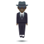 Man in suit levitating: dark skin tone :levitate_tone5: ðŽð¿