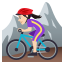 Woman mountain biking: light skin tone :woman_mountain_biking_tone1: ðµð»ââïž