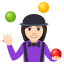 Woman juggling: light skin tone :woman_juggling_tone1: ð€¹ð»ââïž