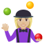 Woman juggling: medium-light skin tone :woman_juggling_tone2: ð€¹ðŒââïž