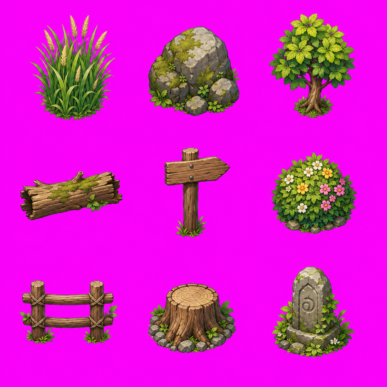 Image-generated 3x3 meadow prop pack