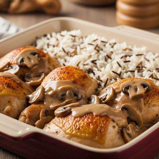 Frango no Forno com Molho de Cogumelos