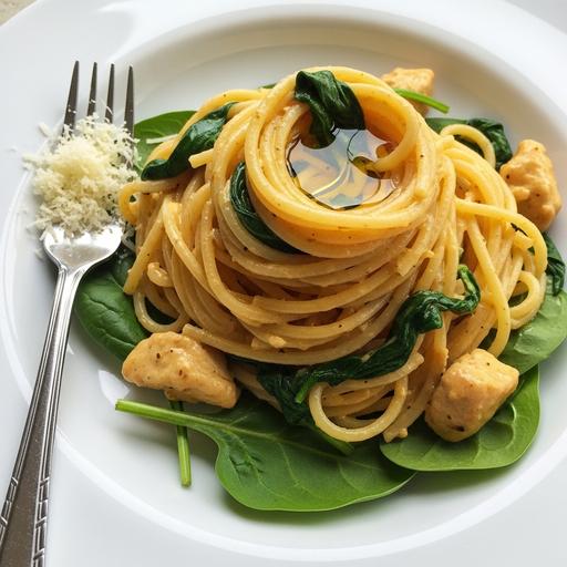 Massa de Frango com Espinafre e Molho de Creme de Alho