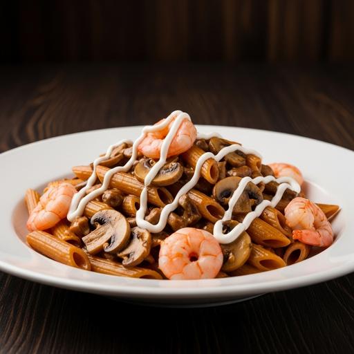 Macarrão com Molho de Cogumelos e Camarão