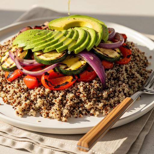 Salada de Quinoa com Abacate e Legumes Grilados