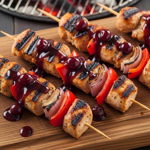 Espetinho de Frango com Molho de Cereja