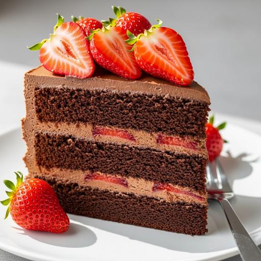 Bolo de Chocolate com Cobertura de Morango