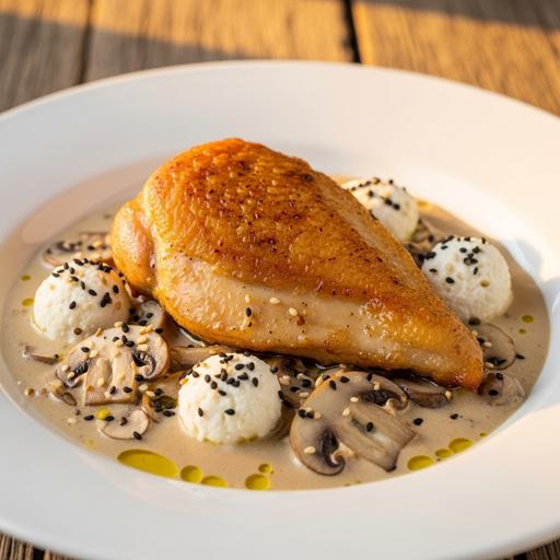 Frango com Requeijão e Creme de Cogumelo