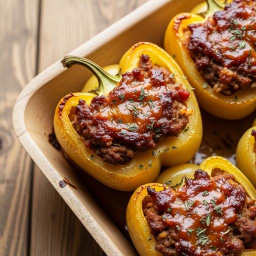 Pimentões Recheados com Arroz e Carne