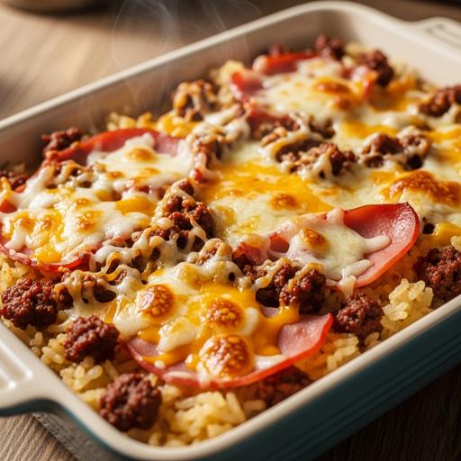 Arroz de Forno com Queijo e Presunto