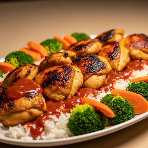 Frango ao Molho com Arroz e Vegetais