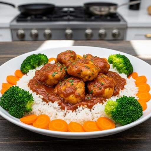Frango ao Molho com Arroz e Vegetais