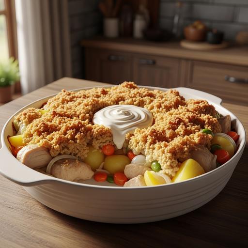 Cassoulet de Frango com Molho Branco e Vegetais