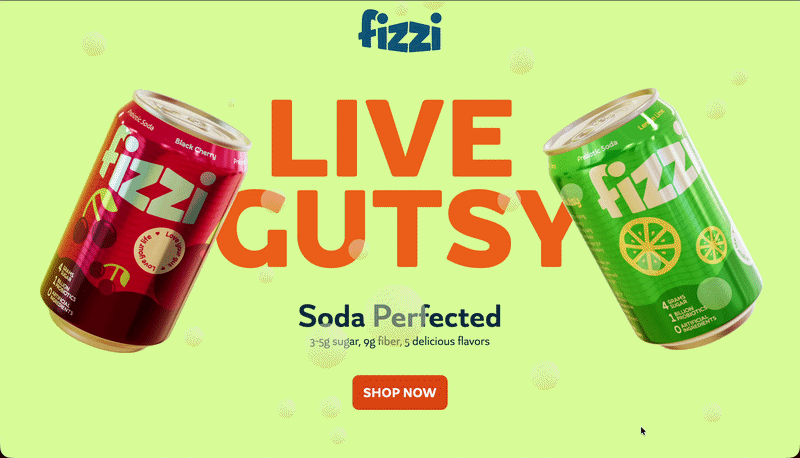 Fizzi - A 3D Ecommerce Landing Page built with Next.js 14, GSAP, Three.js and Prismic preview