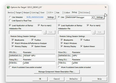 Keil 中打开 Debug 设置