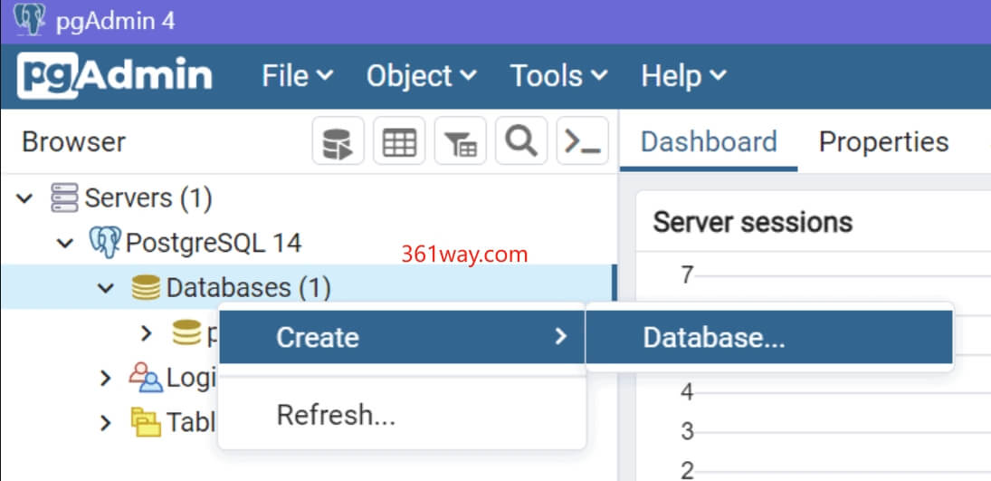 pgadmin-create-database
