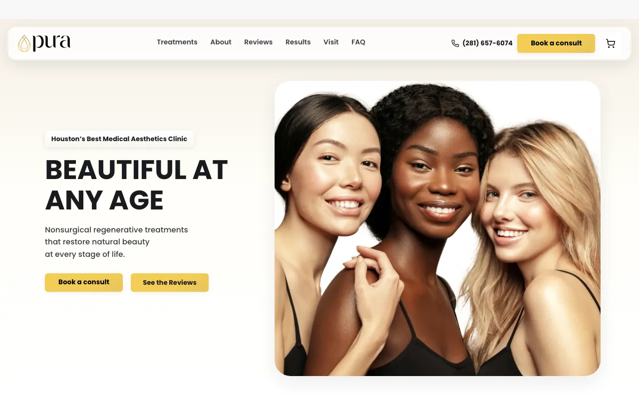 Pura Medical Aesthetics website redesign