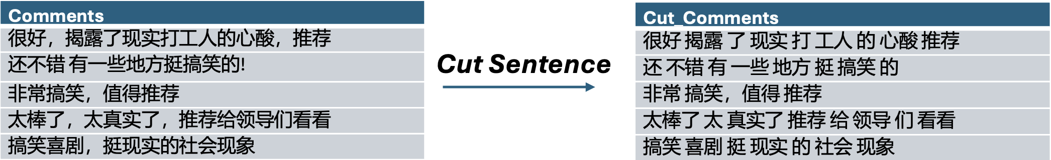 Cut Chinese Comment