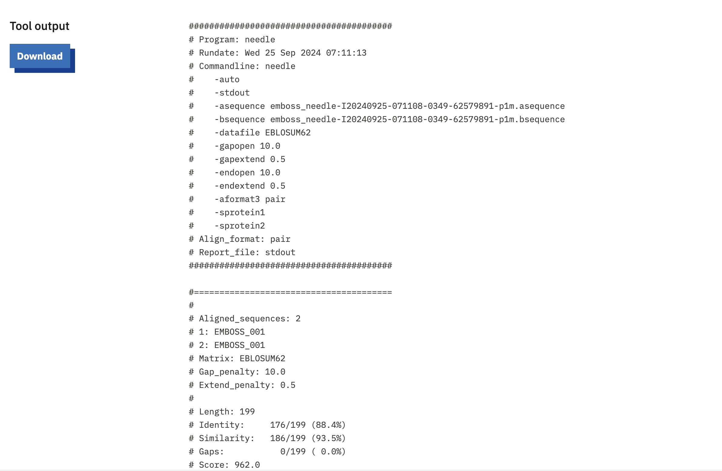 Pairwise sequence alignment
