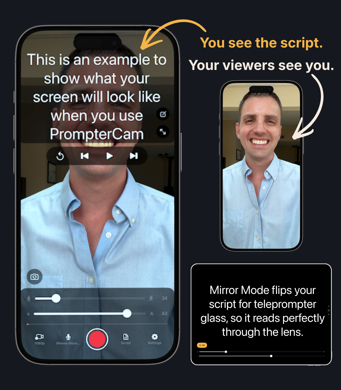 PrompterCam running on iPhone