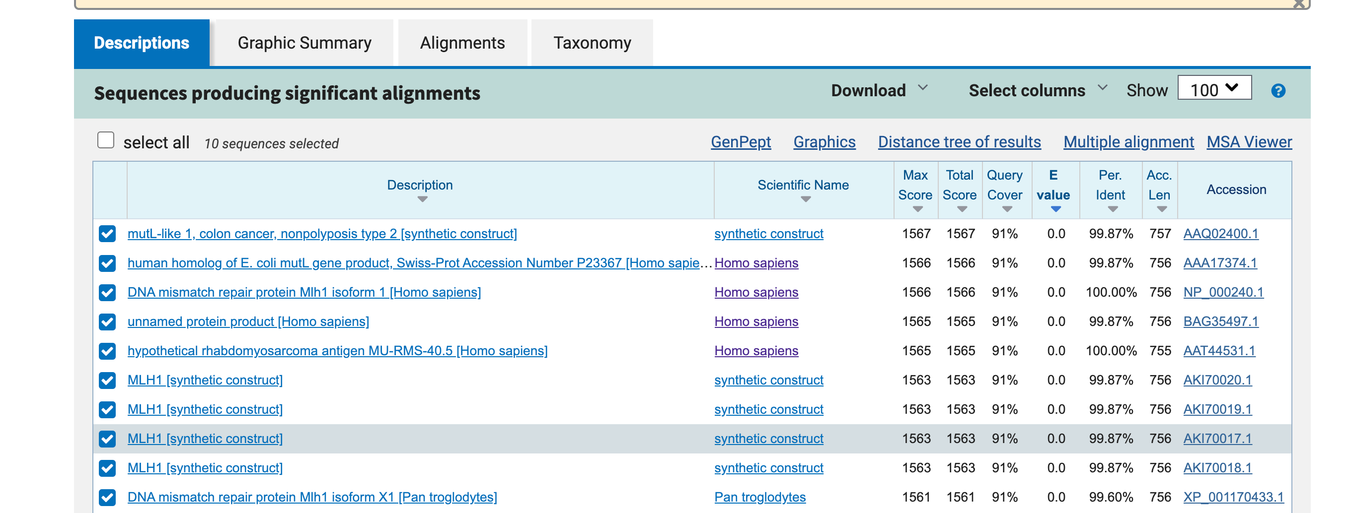 homology sequence