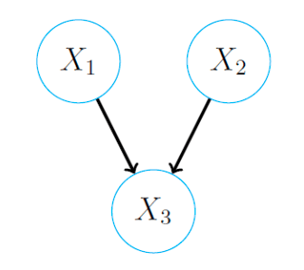 Image of a Directed Acyclic Graph (DAG) with nodes  and  pointing to node 