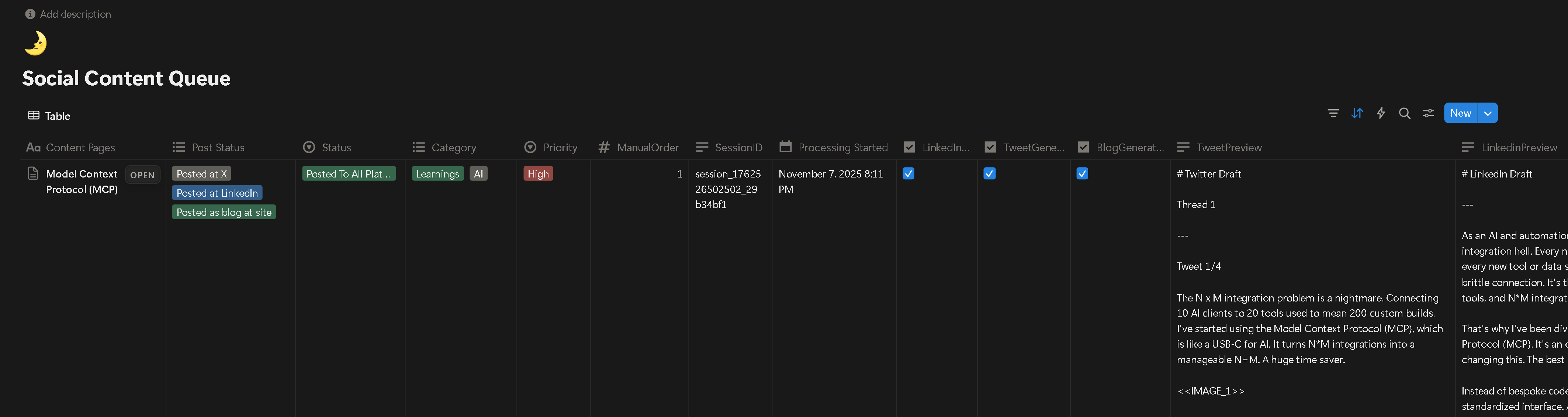 Notion Content Queue Database