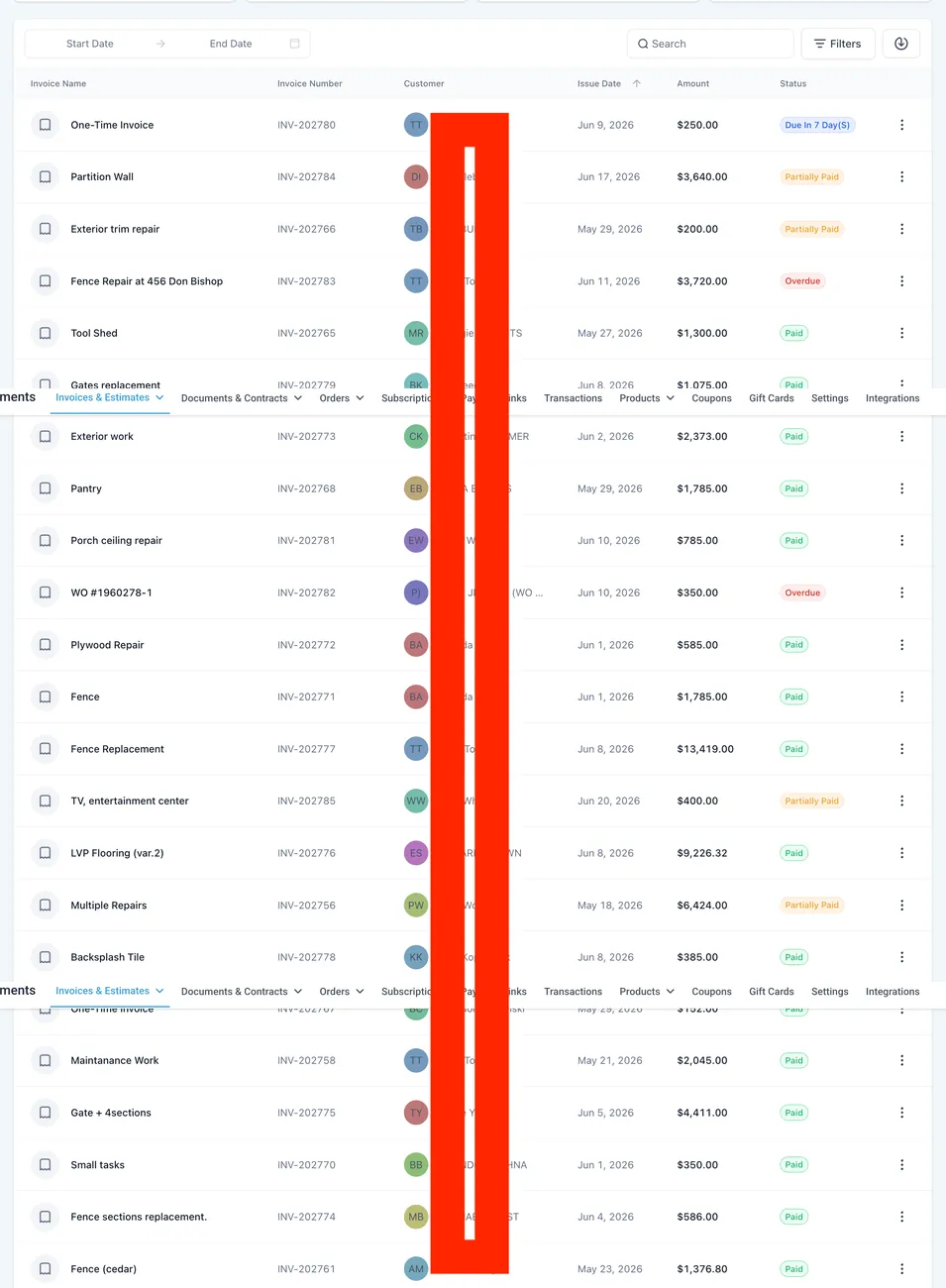 Панель счетов