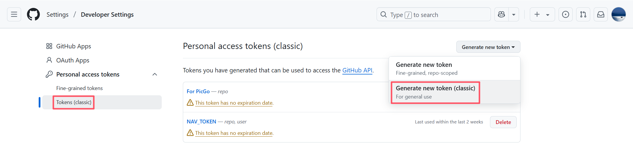 Generate new token