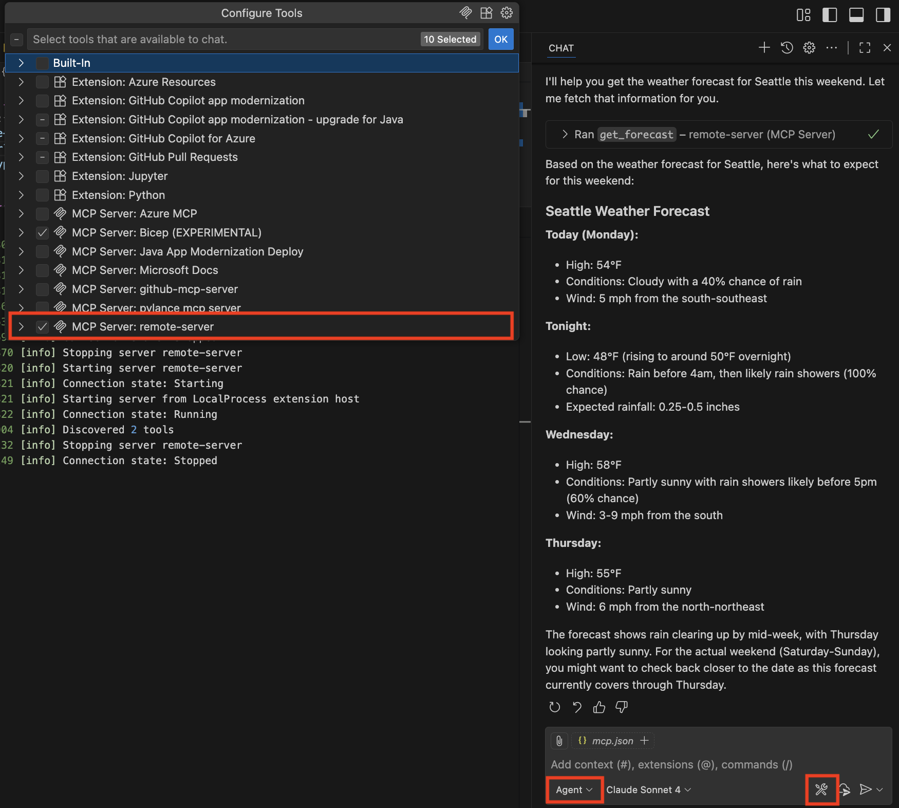 MCP tools list screenshot
