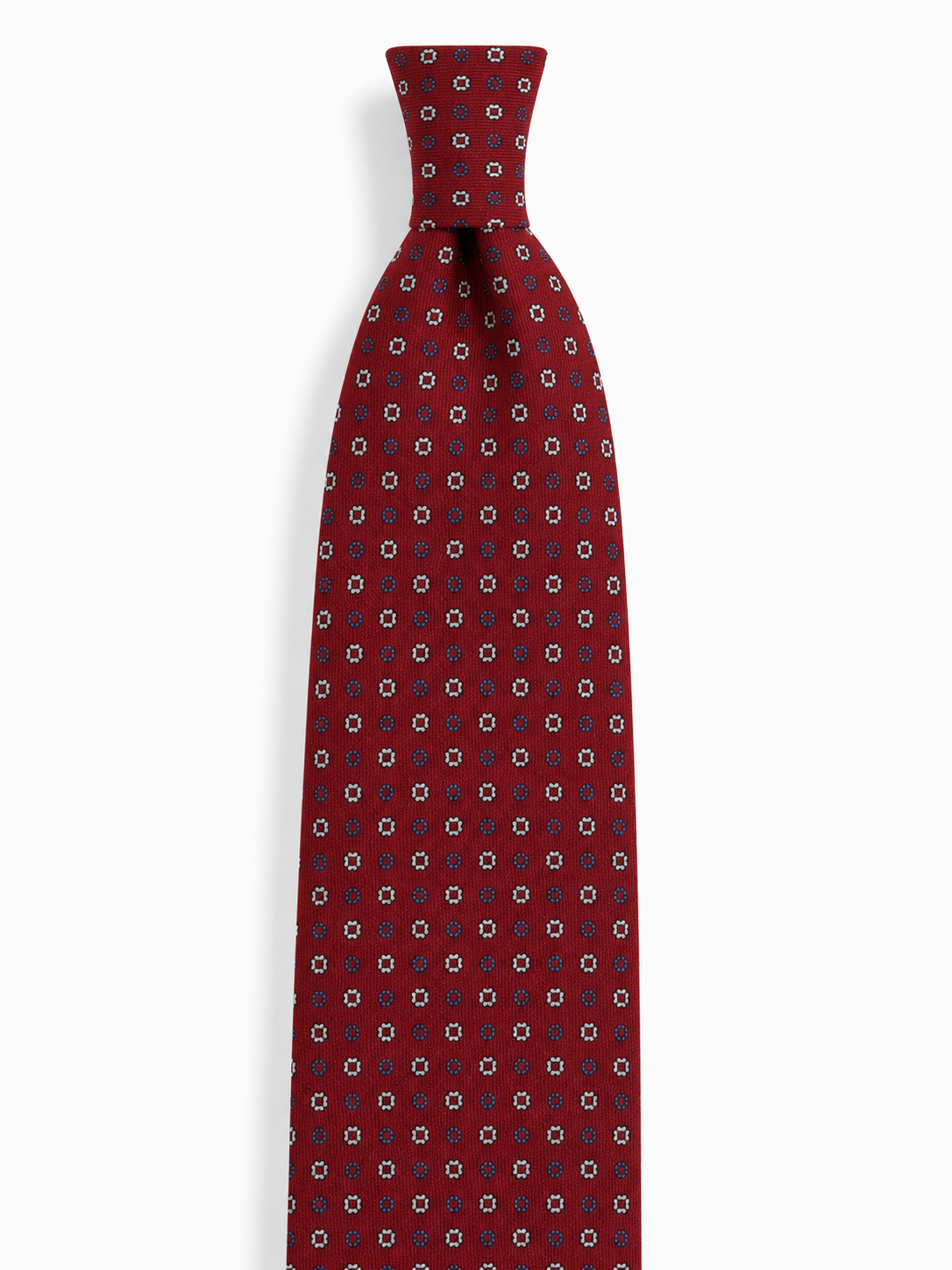 Burgundy Woven Tie with Geometric Pattern
