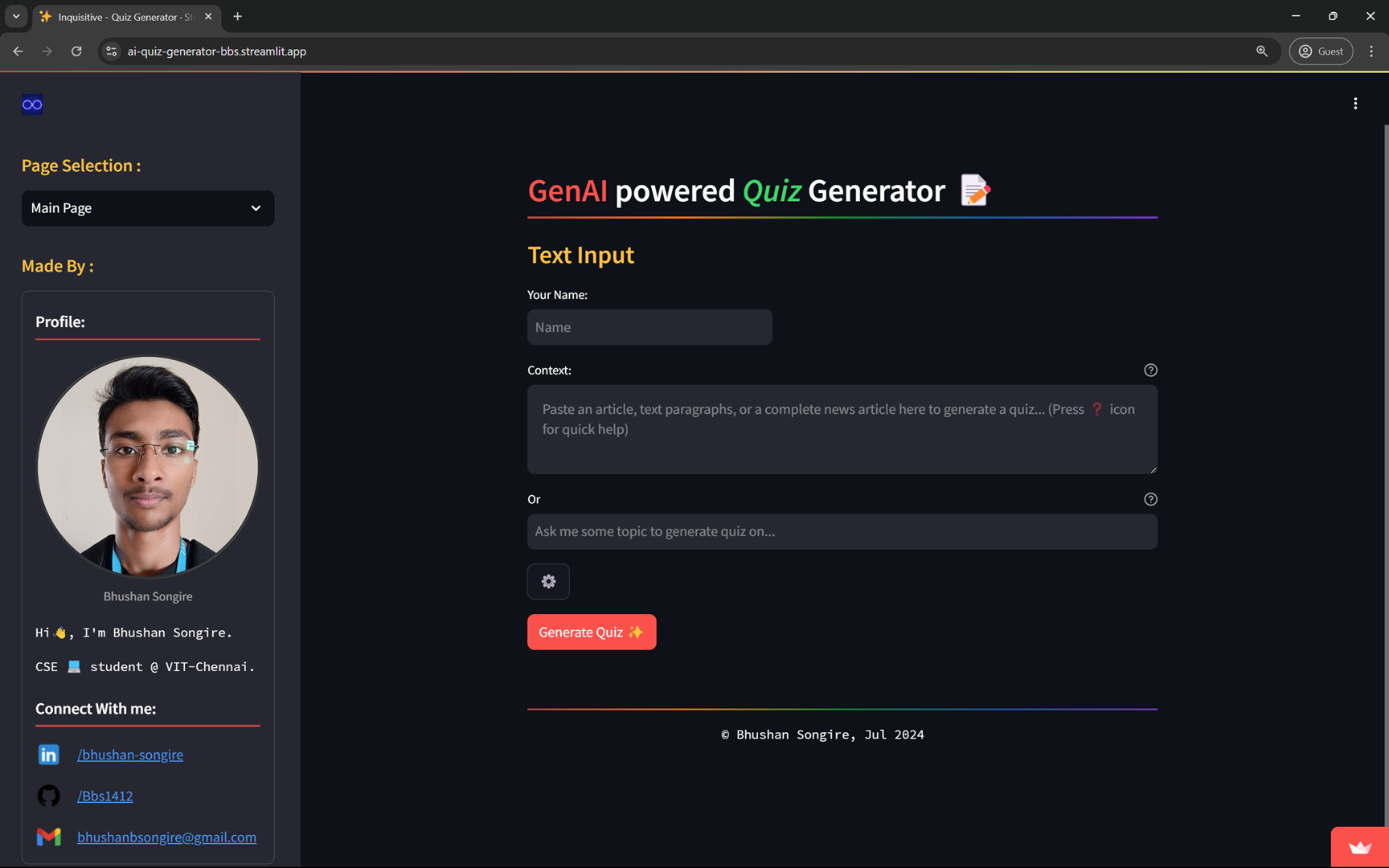 Inquisitive Project Screenshot