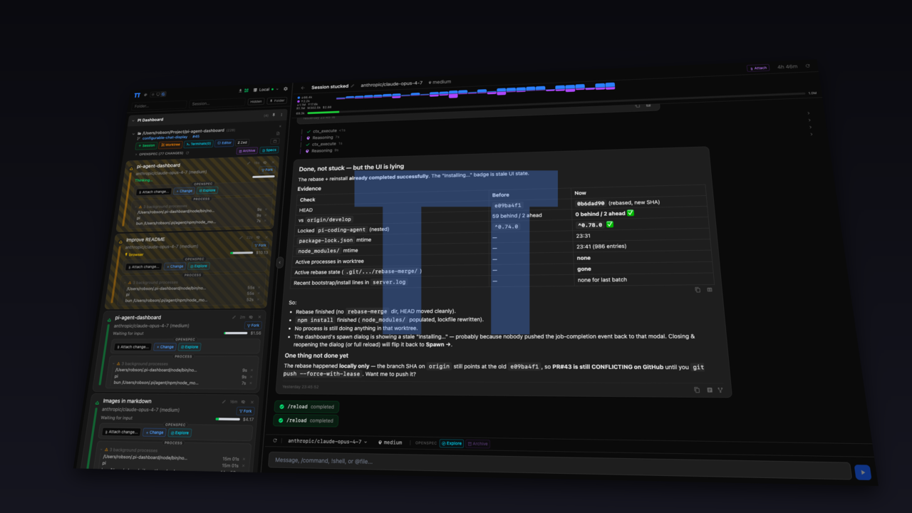 PI Dashboard — command an army of pi agents from one tab