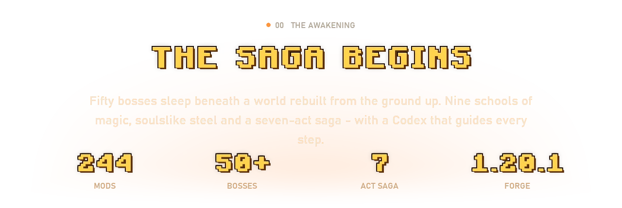 The saga begins - 244 mods, 50+ bosses, 7-act saga, Forge 1.20.1
