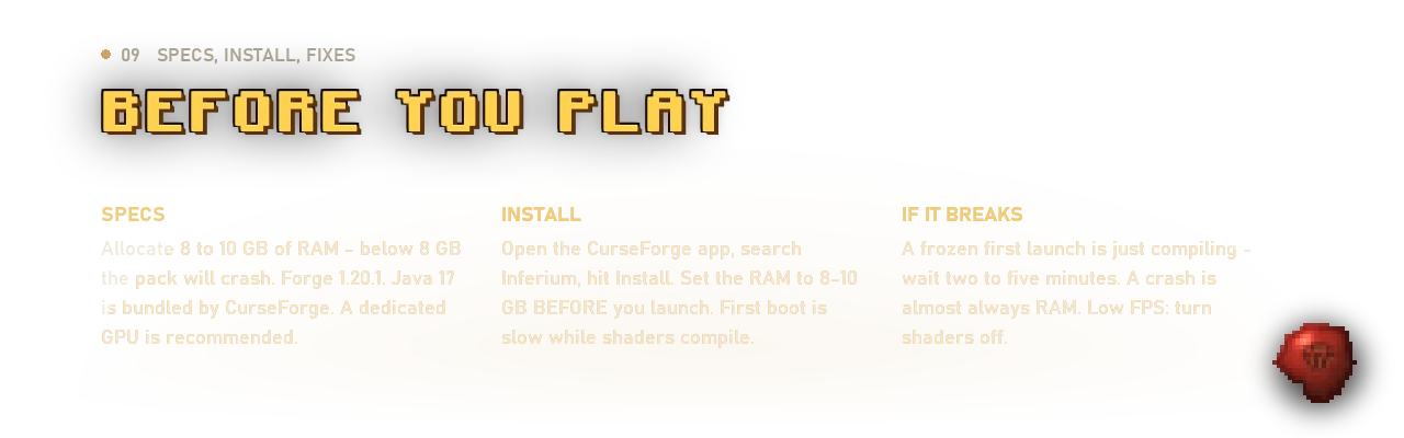 Before you play - specs, install, fixes