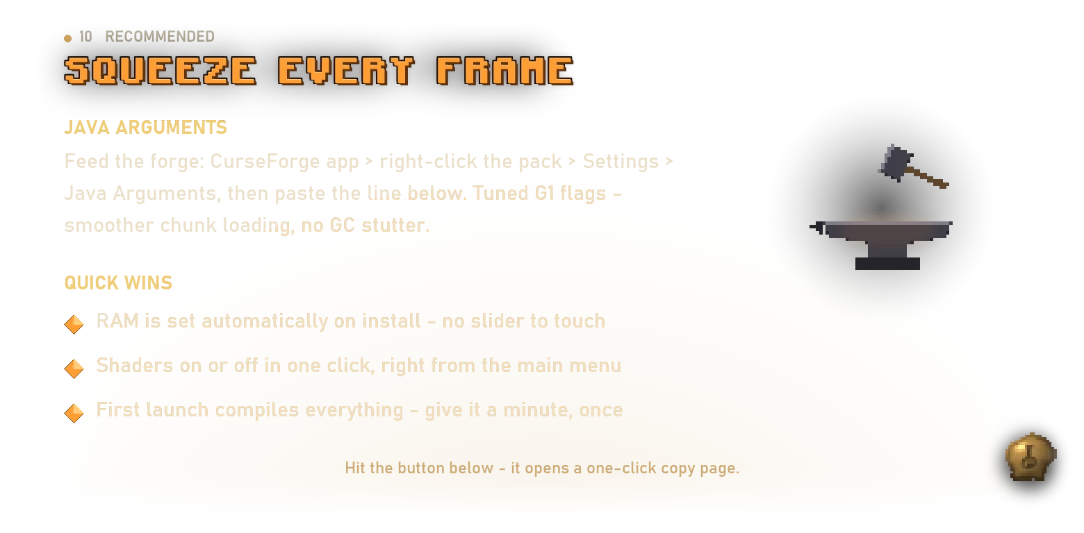 Recommended - squeeze every frame: Java arguments and quick wins