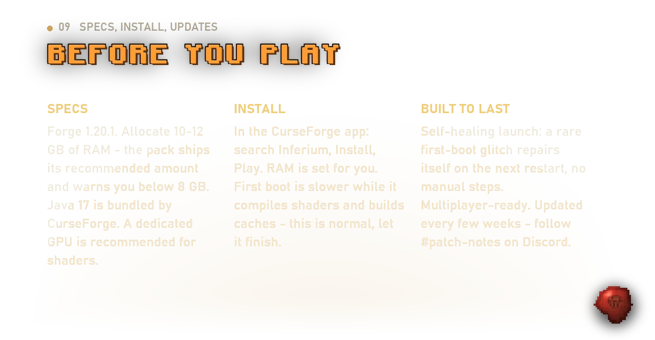 Before you play - specs, install, updates