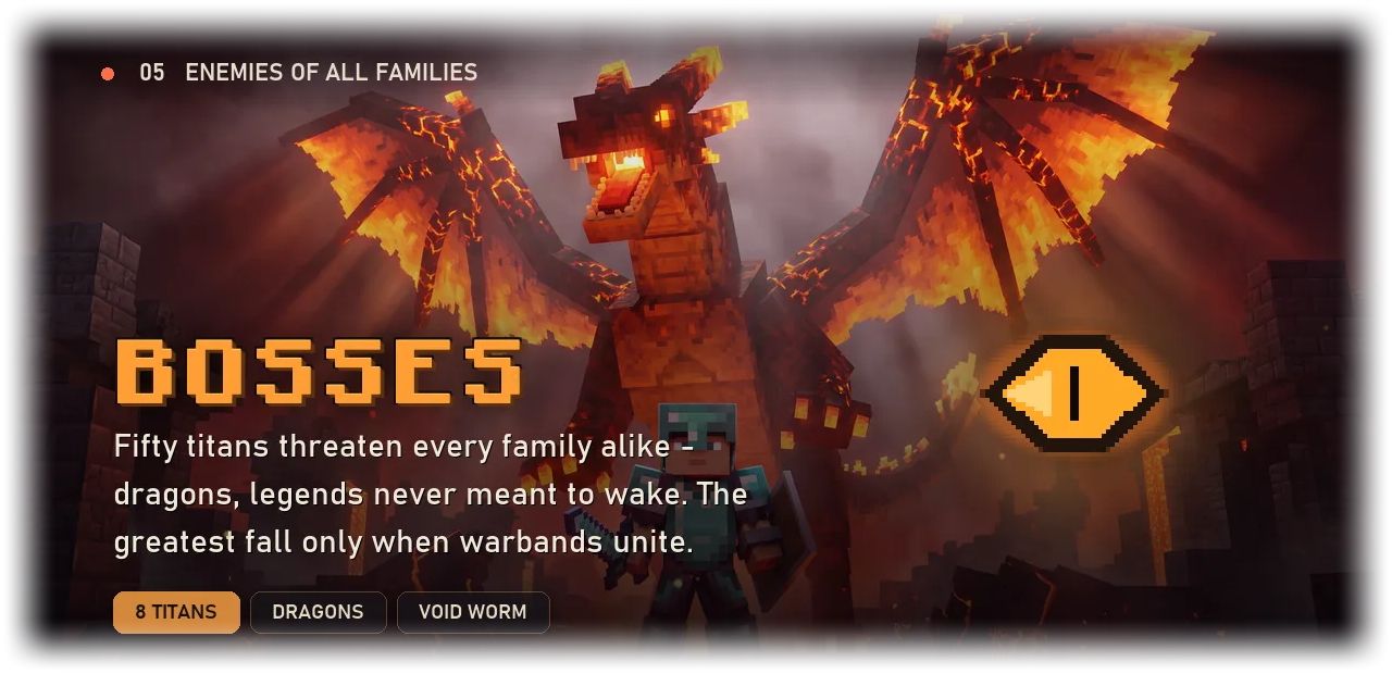 Bosses - enemies of all families, fifty titans