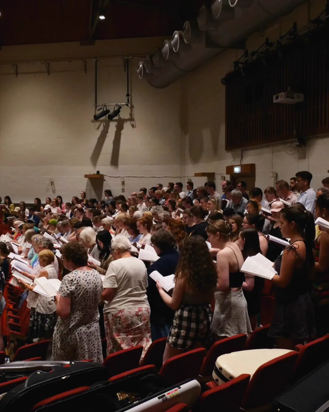 Singers and players rehearsing The Dream of Gerontius in the Sir Jack Lyons Concert Hall