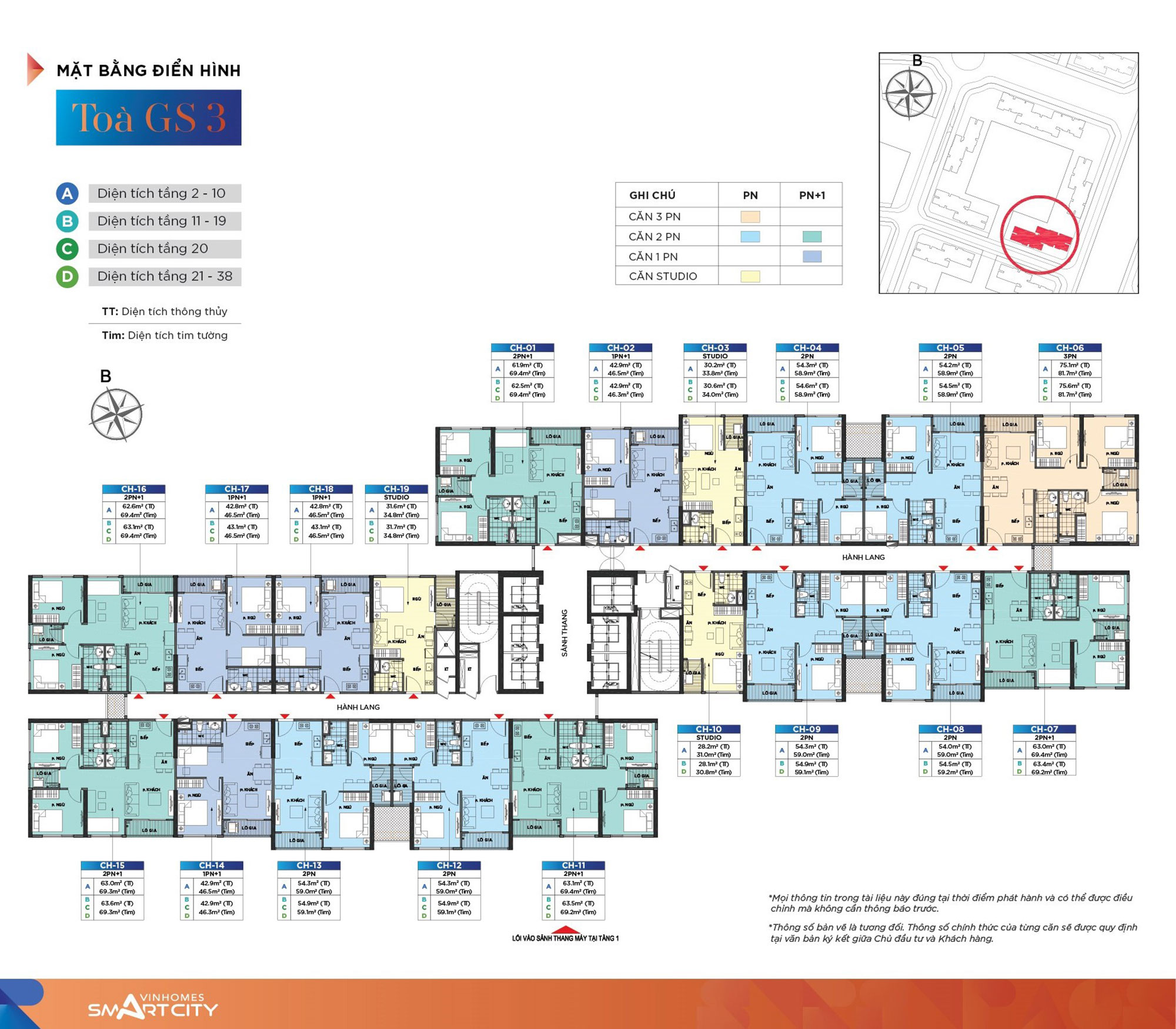 Mặt bằng tòa GS3 Vinhomes Smart City