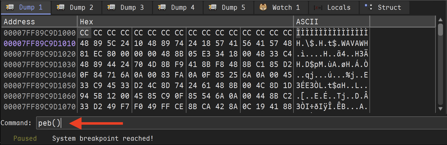 Get PEB in Binary Ninja