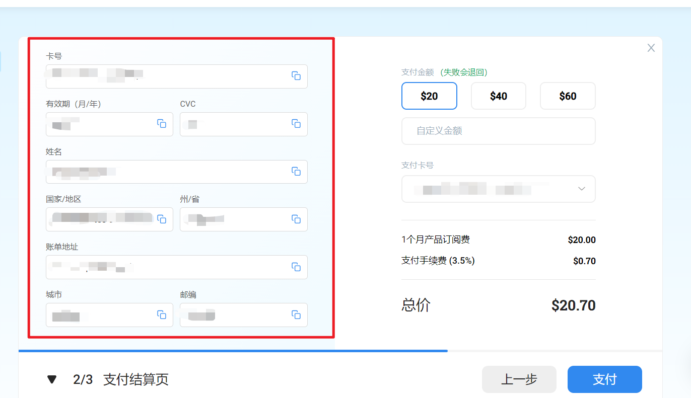 支付信息