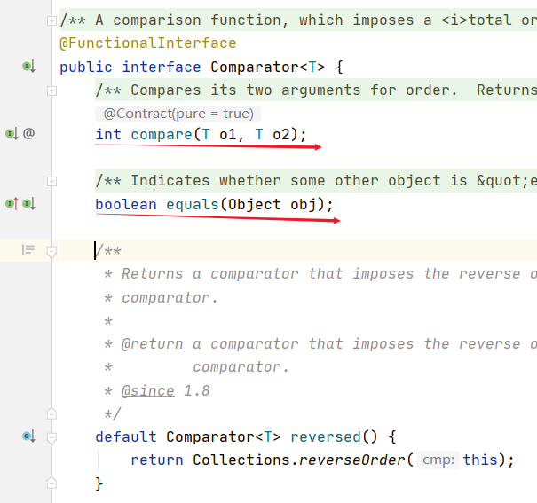 Comparator接口的两个抽象方法 Comparator接口的两个抽象方法