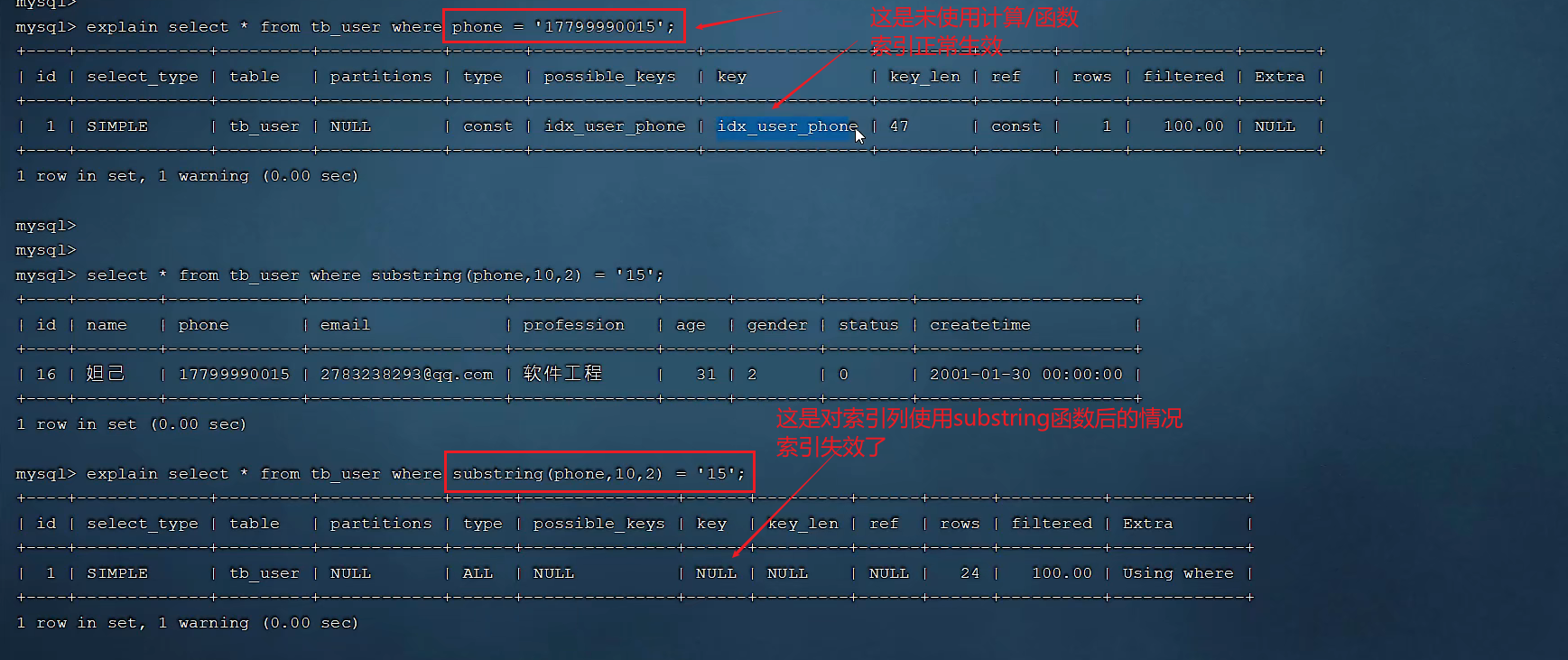 索引列运算操作 索引列运算操作
