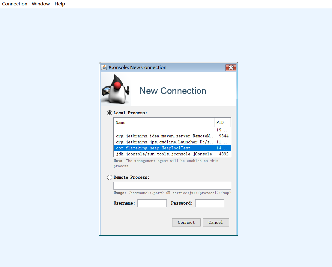 Optional title jconsole连接窗口