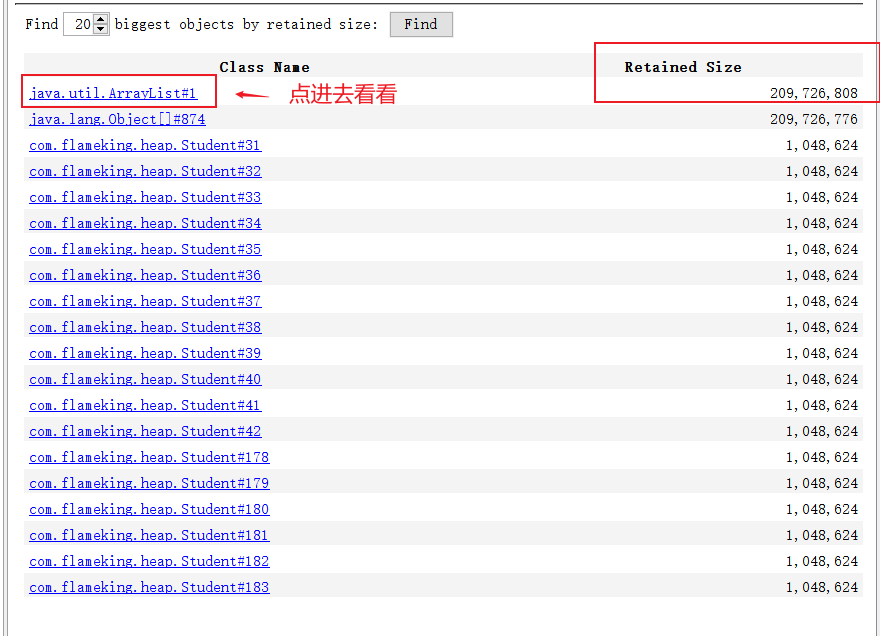 Optional title 前20最大的对象信息