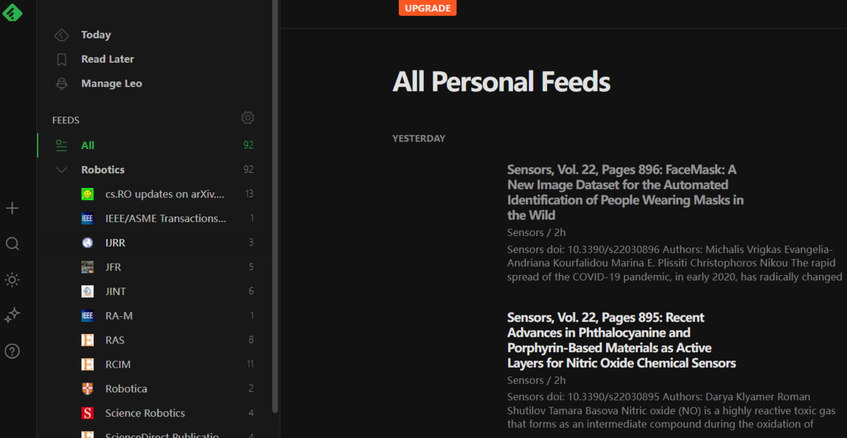 Feedly-RSS订阅每日学术期刊及机器人期刊、会议缩写黑话-Feedly-2022-03-10-20-00-58