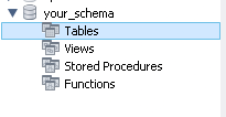 Table section Right-click menu on Tables section